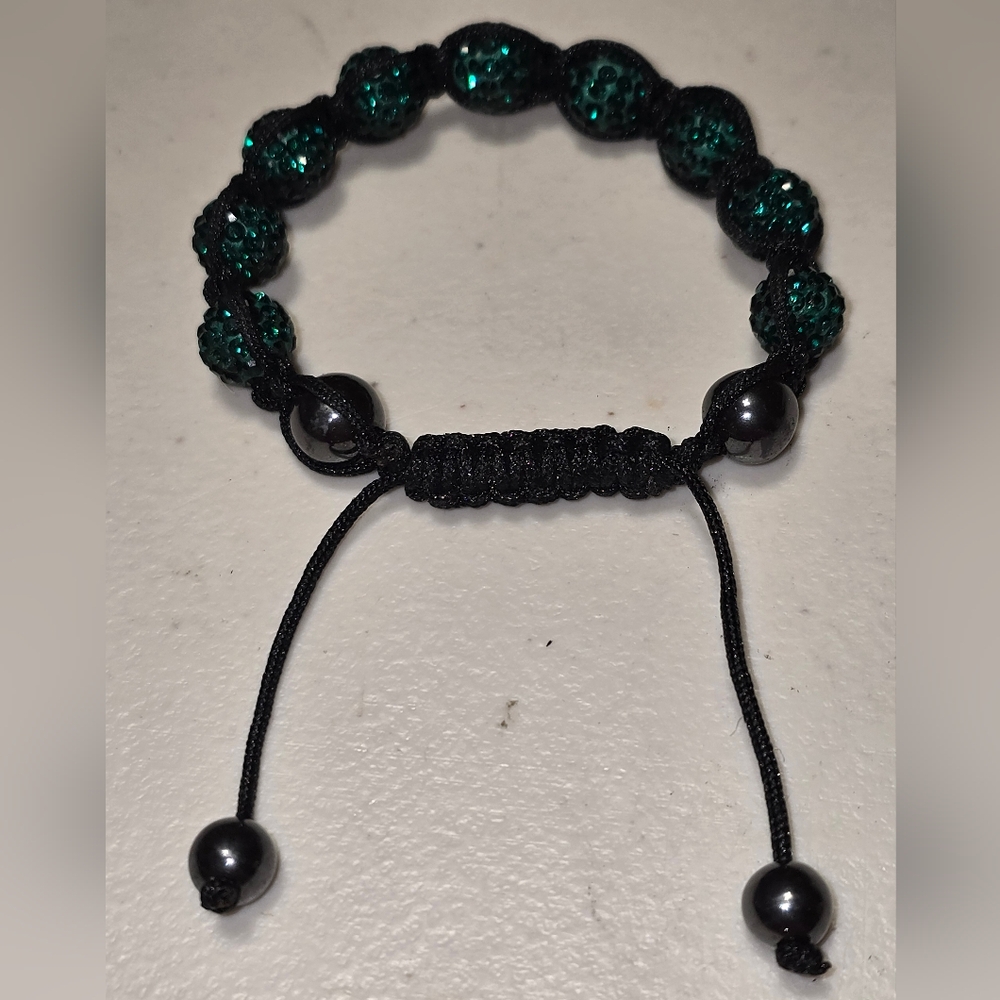 Disco Ball Green Rhinestone Bracelet Lot 5